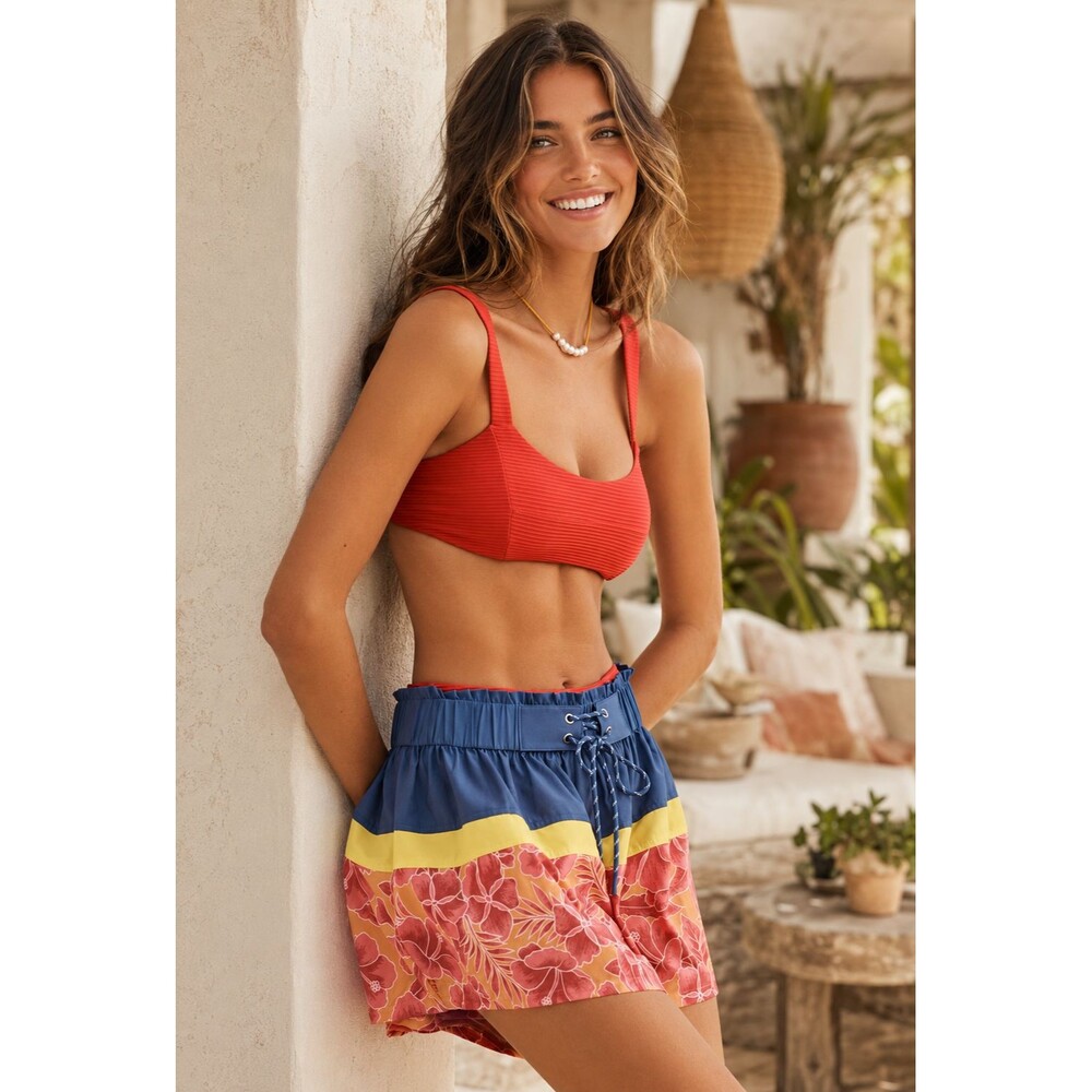 ANTHROPOLOGIE CELANDINE Women's New XS Flirty Surf Trunks Multi Floral High Rise
